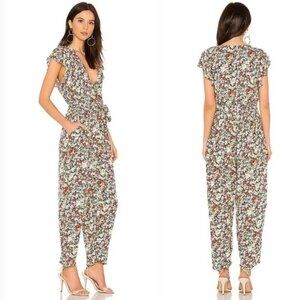 Nwot  Free People Ruffle Your Feathers Floral Belted POCKETS Jumpsuit xs